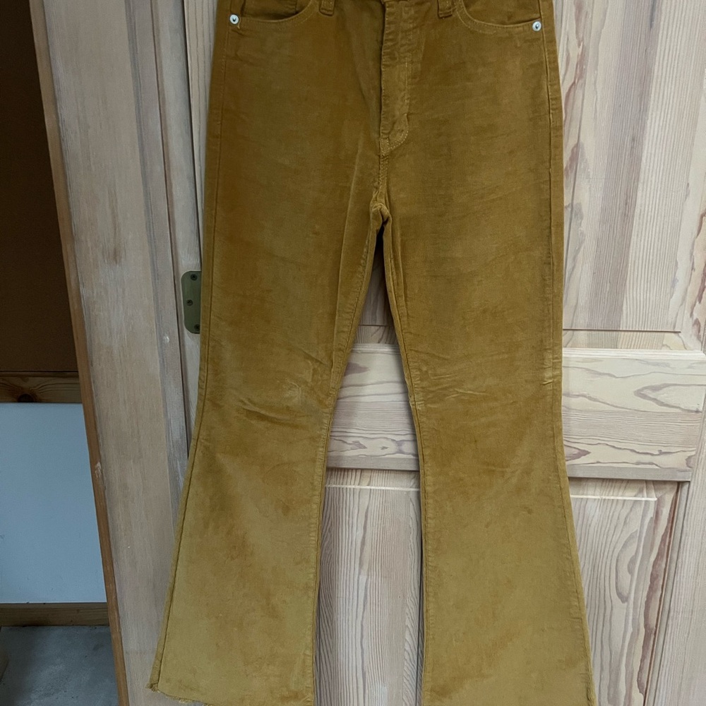 NWOT Celebrity Pink Mustard Corduroy Fringed Bell-bottom Pants
